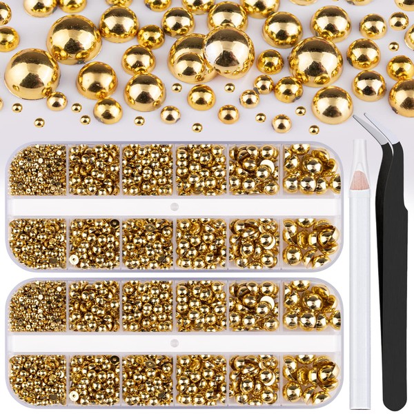 Belleboost Flat Back Pearls Kits 2 Boxes of Flatback Gold