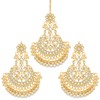 Aheli Indian Wedding Kundan Pearl Maang Tikka con pendiente Set