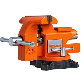 AV Steel 4-1/2" Bench Vise with 240° Flexible Swivel Locking Base and Anvil, High-Strength Multi-Purpose Workbench Vise Heavy-Duty, Cast Iron Workbench for Woodworking, Drilling, Pipe Cutting