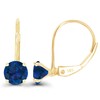 14K Yellow Gold Plated Sterling Silver 5mm Created Blue Sapphire