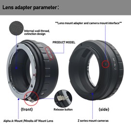 AF-Niko Z Lens Adapter Ring for Minolta AF Lens/MA Lens Compatible with Nikon Z 7 and Z 6 Z8 Z9 Z30 Mirrorless Full Frame Camera, AF to Nik Z Lens Adapter