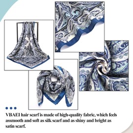VBAEI 1 Pcs 27.5 Inches Satin Head Scarf Silk Like Hair Scarf Stain Bandana Hair Wrap Neck Scarf for Women(Blue)