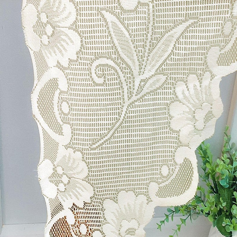 Maritown Swag Curtains Lace Valances Semi Sheer Floral Kitchen Window