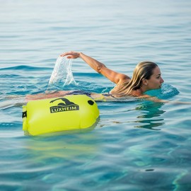 LUXHEIM 28L Swim Buoy Tow Floats for Open Water Swimming Highly Visible Swim Float Dry Bag Waterproof Inflatable PVC Tow Float for Triathlons