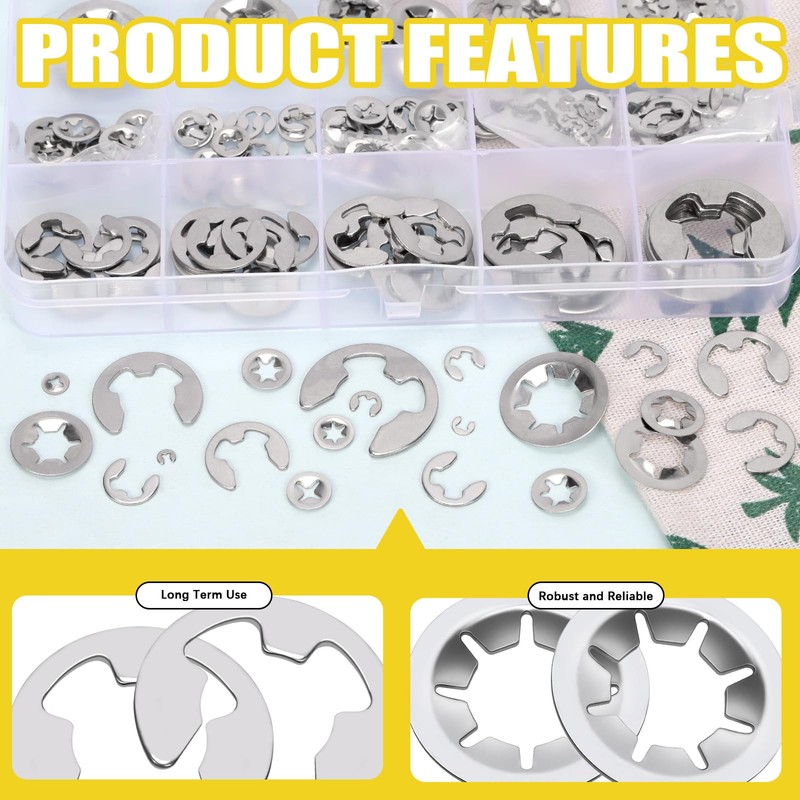 Mardatt 237Pcs Stainless Steel Internal Tooth Star Lock Washers and
