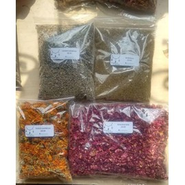 Té de Manzanilla Lavanda Calendula y Rosa de castilla Kit de 100g c/u en bolsas separadas - Tierra de Colores