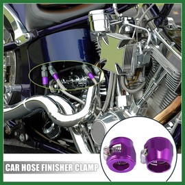 Motoforti 4pcs AN10 Hex Car Hose Finisher Flexible Rubber Pipe Clamp with Screw Band Adapter Fitting for Oil Fuel Water Tube Purple Long-lasting