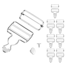 XIHIRCD 8 Sets Metal Overall Buckles, 1-1/2 Inch Overall Clips Clasp Replacement Overall Hooks with Adjustable Slide Buckle and Button Suspender for Bib Pants(Silver)
