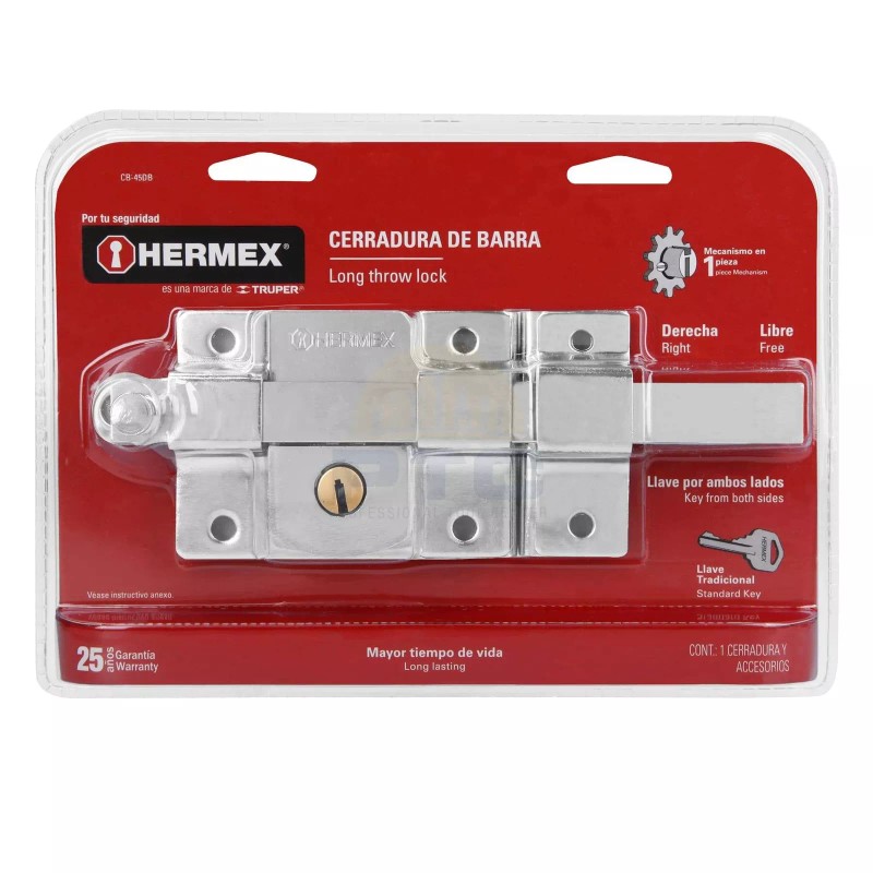 Hermex CB-45DB Open bar lock, right, blister