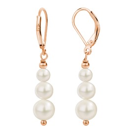Sterling Silver Freshwater Cultured Pearl Drop Earrings Size 4-8mm Dangle Leverback Earring for Women,