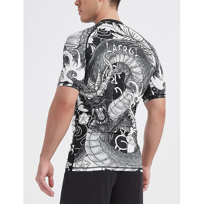 LAFROI CLY08D Men's Short-Sleeved Compression Shirt UPF 50+ Rash Guard,