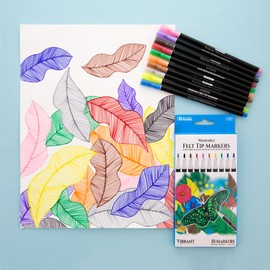 BAZIC PRODUCTS Felt Washable Markers 10 Colors, Fine Line Coloring Marker, Non Toxic Art Supplies, Gift for School (10/Pack), 1-Pack