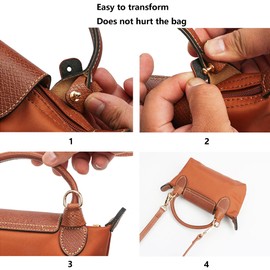 Hayaww Pack of 2 Shoulder Strap Adapters Bag Strap Accessories Collar Buckles Adapter Shoulder Strap Made of Leather for Mini Bags Mini Bag Straps Shoulder Strap for Longchamp Bag Women (B)