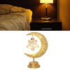 Tabletop Moon Lamp Iron Openwork Pattern LED Hanging Moon Shape