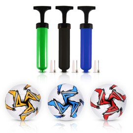 Lizzy 12pc Leather Football Size 5 (270g) with Pump (20cm) | Random Colour with Blue, Red or Yellow Accents | PVC Leather Ball for Training, Kickabouts, Playground Games Outdoor Sports (12)