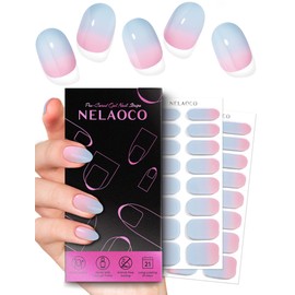 Nelaoco Nail Polish Strips – 32PCS Salon Quality Wraps, Long Lasting Gel Nail Stickers for Women (Dreamy Tide Blue)