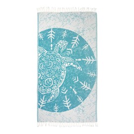 Sun Drunk Turkish Beach Towel XL Sea Turtle Turquoise - Cotton Turkish Towels for Beach, Pool Towel, Quick Dry Sand Free, Thin Towels Oversized for Travel Soft Sandproof & Lightweight