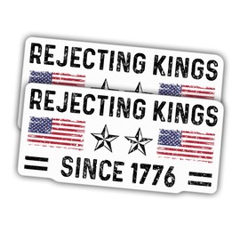 (2pcs) FDT Subtle Rejecting Kings Since 1776 Sticker Anti Funny Social Justice Human Rights Feminist White Vinyl Decal Weather-Resistant Stickers for Water Bottles Laptop Phone Wall Window Car 4"