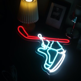 Ice Hockey Neon Sign, Ice Skate Led Neon Light, Ice Hockey Player Led Sign, Ice Skating Led Light, Skate Neon Light, Ice Skater Room Art Wall Decor Christmas Birthday Gift