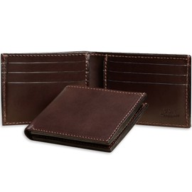 Premium Full Grain Bridle Leather Men’s Bifold Wallet with 6 card slots – Brown - Made in USA