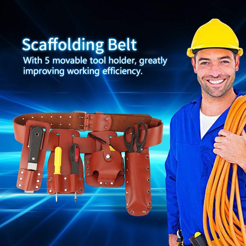 DEWIN 5 in-1 Tool Belt, Leather Scaffolding Tool Pouch with