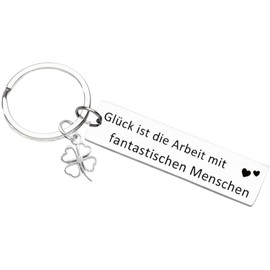 Tecreo Gift for Employees Colleagues Happiness is Work with Fantastic People Keyring for Colleagues Thank You Gift Retirement Gifts for Women Men, silver, M