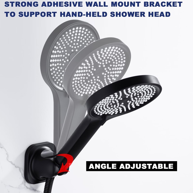 BSTIIU Handheld Shower Head Holder, Adhesive Showerhead Bracket, Angle Adjustable