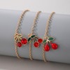 Wendalern Boho Gold Ankle Bracelets Rhinestone Cherry Charms Anklet Layered