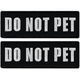 Laughing Lizards Do Not Pet Dog Vest Patches (2-Pack) Highly Reflective Service Dog Harness Embroidered Patches in 3 Sizes (DO NOT PET, Small (3.5" x 1"))