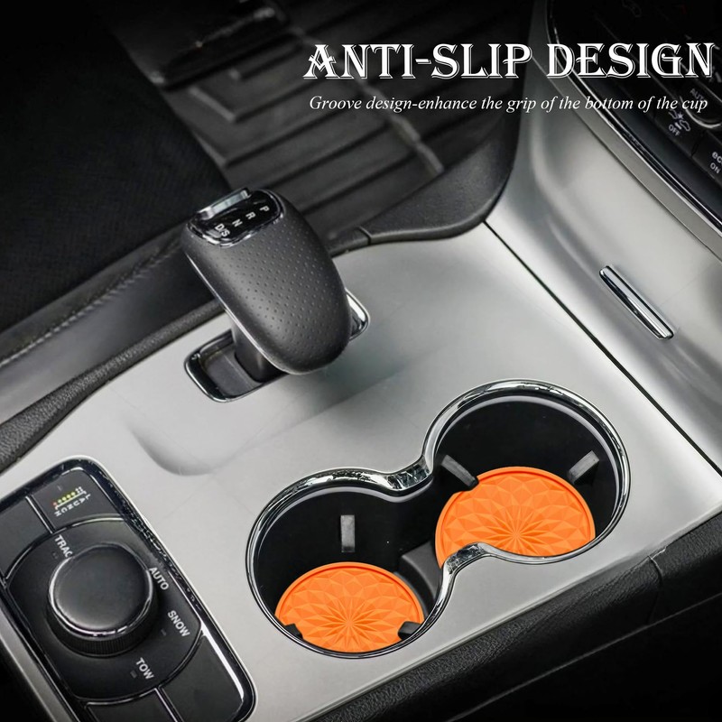 MEAJOO 2 Pack Silicone Car Cup Holder Coaster – 2.75