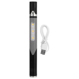 LED Penlight 3 Light Source 4 Light Gear USB Charging IPX4 Waterproof Portable Pen Lamp with Pen Clip for Doctor Nurse Grey