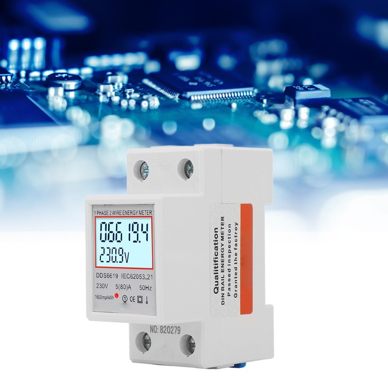LCD Digital Electricity Meter Single Phase 2 Pin DIN Rail