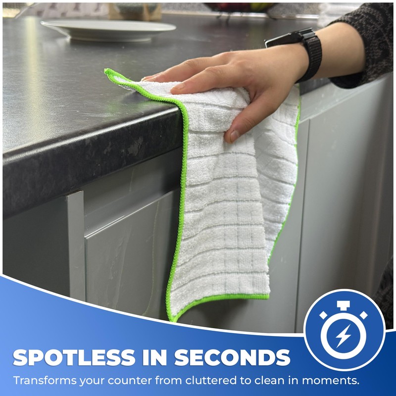 Towelogy® Pack of 6 Microfibre Dishcloths Large 30x30cm Lint-Free Kitchen