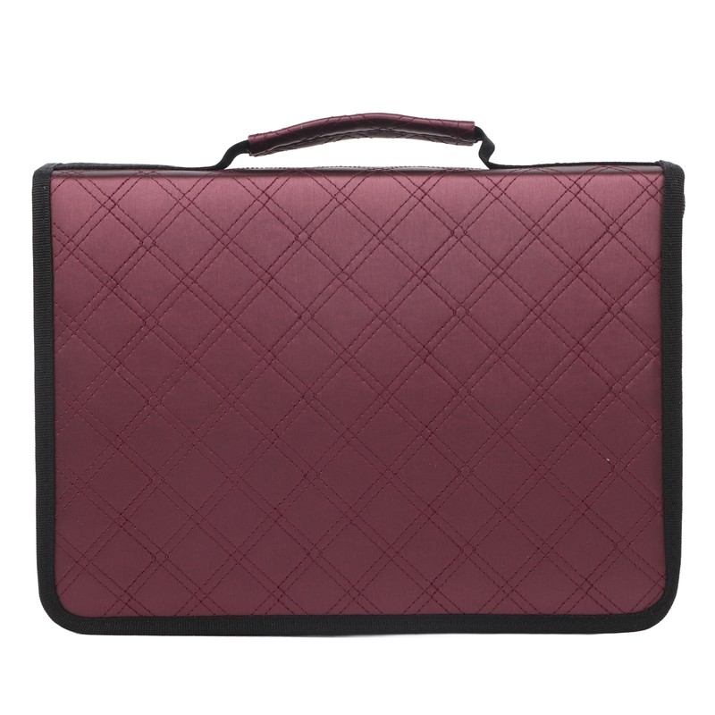Portable Large Capacity PU Leather Fabric Pencil Case Zipper Pen