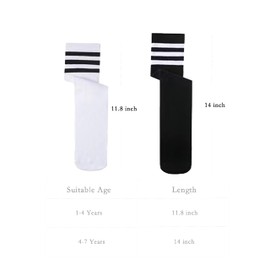 ENBAOHUI 3 Pack Toddler Soccer Socks - Boys & Girls Knee High & Tube Socks - Black/White/Rose 7-11T