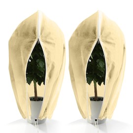 LangRay Winter Plant Protection, Pack of 2, 80 x 120 cm, Winter Protection for Plants, Frost Protection, Plant Covers, Pot Plant Bag, 80 g/m² with Zip, Drawstring for Pot Plants, Palm Trees, Olive