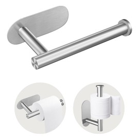 Toilet Paper Holder, Stainless Steel & No Drilling Toilet Paper Holder Wall Mount, Waterproof Self Adhesive Toilet Paper Holders for Bathroom, Kitchen, Washroom（Sliver）