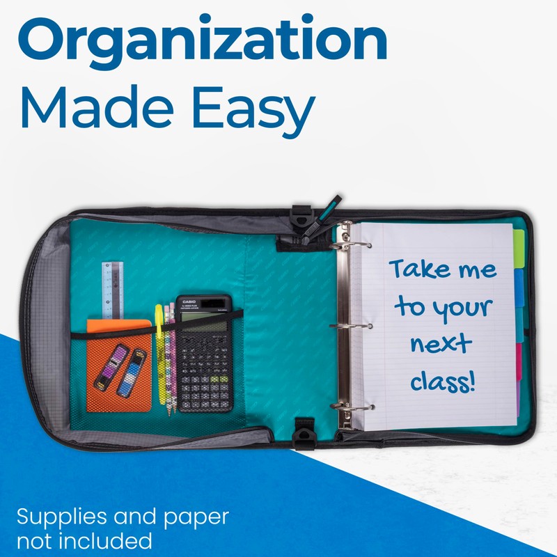 Case-it Universal Zipper Binder | 2-Inch O-Rings, 13-Inch Laptop/Tablet Padded