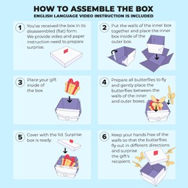 FETTIPOP Gift Box DIY Butterfly Explosion (White Yellow) 18.5 x 14 x 11 cm, Surprise Money Gift Packaging