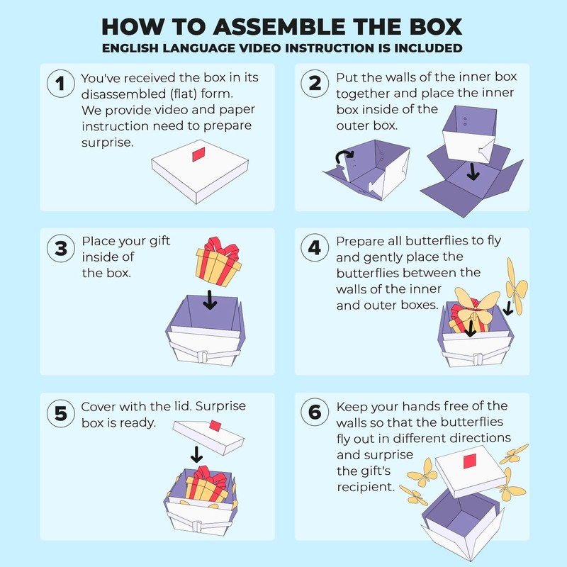 FETTIPOP Gift Box DIY Butterfly Explosion (White Yellow) 18.5 x