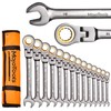 MoJoTools 23-Piece Flex-Head Ratcheting Combination Wrench Set-Includes 14PCS Metric 8-24mm