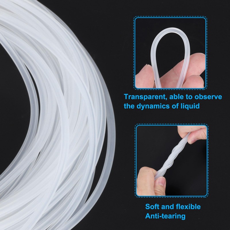 PATIKIL 1/16" ID x 1/7" OD シリコンチューブ 1ロール 3.28ftシリコンホースチューブ フレキシブルクリアパイプ