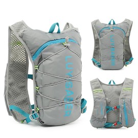 Running Hydration Vest, Adjustable Unisex Reflective Vest, Lightweight and Breathable Running Backpacks with Phone Pocket, Hydration Vest Pack for Running Climbing Hiking Cycling (Grey, One Size)