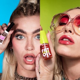 KIT NYX PROFESSIONAL MAKEUP, Brillo labial Fat Oil Lip Drip Tono That's Chic + The Brow Glue Instant Brow Styler