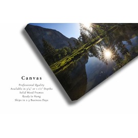 Nature Canvas Wall Art (Ready to Hang) Gallery Wrap of Sun Reflection in Merced River on Peaceful Morning in Yosemite National Park California Photography Sierra Nevada Decor (1.5, 30" x 45")