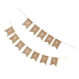 Gatuida Days Birthday Banner Linen Swallowtail Flag Day Party Decoration Reusable Burlap Bunting for Show Bridal Shower Special Events