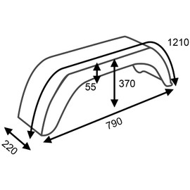 DOMAR D20130 Mudguard Set 14 to 15 Inch Plastic for Car Trailers Two Pieces 790 x 220 mm Flat Wheel Arch, Mud Flap, Wheel Cover for Transport Trailers