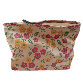 Cosmetic Bag, Corduroy, Travel Toiletry Bag with Zip, Corduroy Cosmetic Bag, Multifunctional Cosmetic Bag, Wash Bag, Portable Make Up Bag, Flower Pink