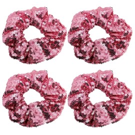 KINFENE 4 Piezas De Coleteros Con Lentejuelas Brillantes Para El Pelo, Elásticos Metálicos, Soportes Para Cola De Caballo, Lazos Para El Pelo, Bandas, Coleteros De Tela Para Espectáculo, Gimnasio, Bai