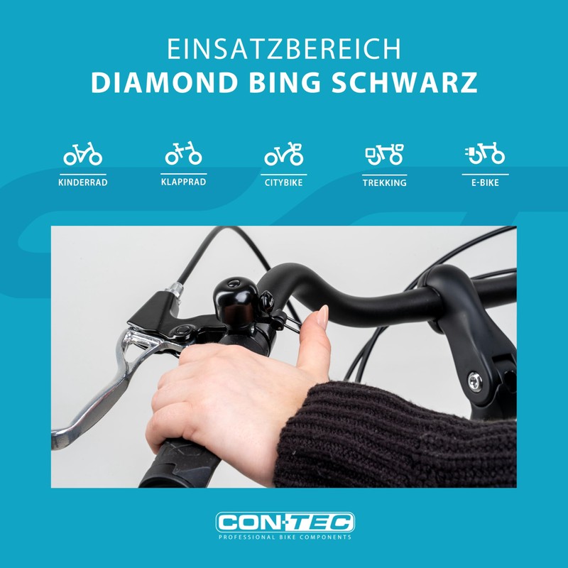 CONTEC Diamond Bing Bike Bell with Handlebar Clamp 22.2mm Diameter